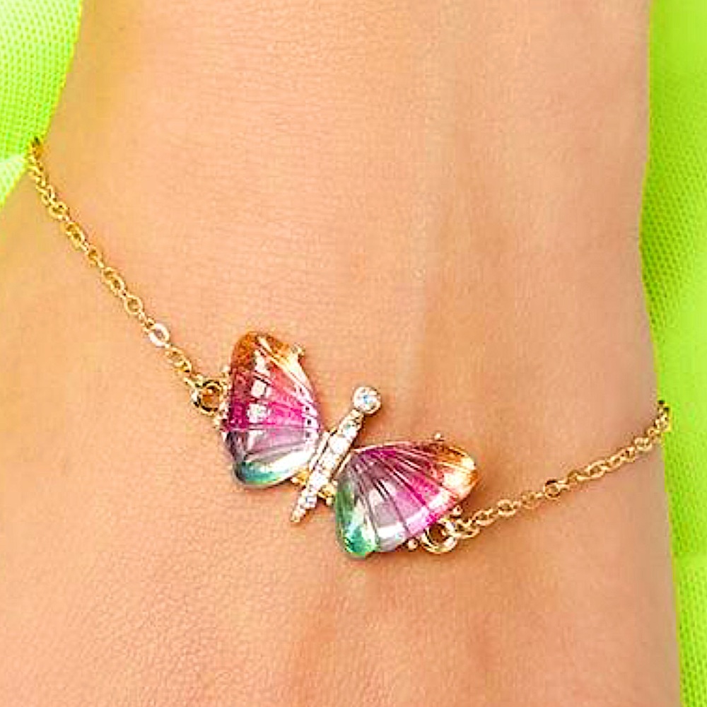 NWT Rainbow Butterfly bracelet